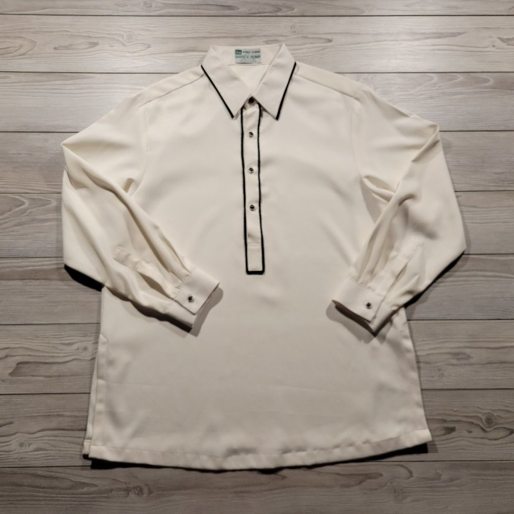 Vintage 70s 80s 90s Polo Collared Long Sleeve Shirt Size L/XL(?) RARE